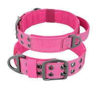 Collier tactique militaire pour chien en nylon respirant pour animal domestique, camping, entraînement, chasse avec poignée de contrôle, collier pour bouledogue français, berger allemand, rose, M
