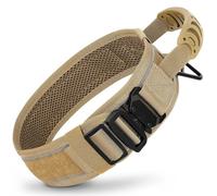 Collier tactique militaire réglable en nylon pour chien, camping, chasse, collier de dressage adapté pour les chiens de taille moyenne et grande taille, berger allemand, labrador français, kaki, L