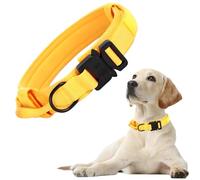 Collier tactique pour chien, collier de dressage militaire réglable en nylon avec poignée de contrôle et boucle en métal lourd pour chiens de taille moyenne et grande (L, jaune)