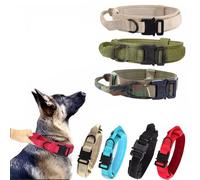 Collier tactique pour chien, collier de dressage militaire réglable en nylon avec poignée de contrôle et boucle en métal lourd pour chiens de moyenne et grande taille, L, rouge