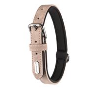 Collier taille XL 47-57 CM en simili cuir et néoprène DELU, couleur taupe. pour
