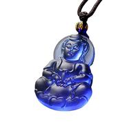 Collier talisman, Pendentif bouddha en verre pendentif bouddha Guanyin Feng Shui porte-bonheur