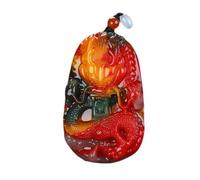 Collier talisman, Pendentif Feng Shui, collier de jade coloré Feng Shui for femme, véritable yoga, poisson dragon coloré, attire la richesse comme un style tendance et de bon augure.