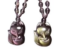 Collier talisman, Pendentif Feng Shui, Collier de Renard Feng Shui Chanceux Richesse Couple Collier de Cristal d'obsidienne Noire Talisman Amour Romantique prospérité Argent Bonne Chance (1 pièces), C