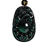 Collier talisman, Pendentif Feng Shui, Collier Dragon Obsidienne Oeil Arc-en-ciel Obsidienne de Glace Pi Xiu Collier Pendentif Amulette de Richesse Naturelle Collier Feng Shui Bonne Chance Cadeau Homm