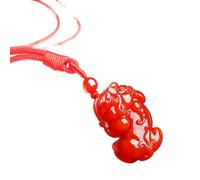 Collier talisman, Pendentif Feng Shui, collier Feng Shui Pixiu/Pi Yao en agate rouge naturelle, pendentif porte-bonheur for hommes et femmes, pendentif de richesse, mauvais esprit, Talisman for la pro