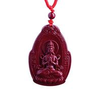 Collier talisman, Pendentif Feng Shui, collier pendentif bodhisattva cinabre violet naturel amulette de richesse Feng Shui contre le chakra maléfique pendentif de méditation cadeau porte-bonheur régla