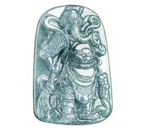 Collier talisman, Pendentif Feng Shui, collier pendentif Feng Shui en jade bleu for femme véritable yoga jadéite eau bleue Guan Gong Wu Zai Shen