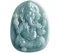 Collier talisman, Pendentif Feng Shui, collier pendentif Feng Shui en jade bleu for femme, véritable yoga, jadéite, trompe d'éléphant d'eau bleue, dieu de la fortune