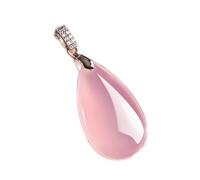 Collier talisman, Pendentif Feng Shui, collier pendentif Feng Shui en jade rose for femme véritable yoga calcédoine gouttes d'eau chaîne en os cristal pierre d'hibiscus argent S925