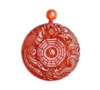 Collier talisman, Pendentif Feng Shui, collier pendentif Feng Shui en jade rouge for femme, véritable yoga, agate, Bagua, Taiji, dragon, phénix, paix, jade.