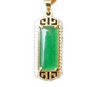 Collier talisman, Pendentif Feng Shui, collier pendentif Feng Shui en jade vert for femme véritable couleur yoga paix et plaque S925 plaqué or argent