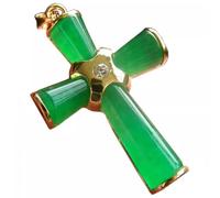 Collier talisman, Pendentif Feng Shui, collier pendentif Feng Shui en jade vert for femme, véritable croix de yoga en jadéite, argent plaqué or S925