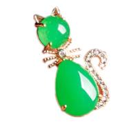 Collier talisman, Pendentif Feng Shui, collier pendentif Feng Shui en jade vert for femme véritable yoga chat miaou miaou étoile S925 argent plaqué or