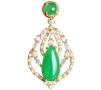 Collier talisman, Pendentif Feng Shui, collier pendentif Feng Shui en jade vert for femme véritable yoga S925 plaqué or argent