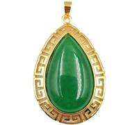 Collier talisman, Pendentif Feng Shui, collier pendentif Feng Shui en jade vert for femme, véritable yoga, jadéite, gouttes d'eau, motif de bon augure, argent S925 plaqué or