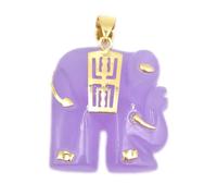 Collier talisman, Pendentif Feng Shui, collier pendentif Feng Shui en jade violet for femme, véritable yoga, éléphant en jadéite violette, de bon augure, argent S925 plaqué or