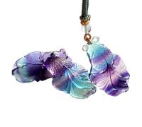 Collier talisman, Pendentif Feng Shui, dégradé de couleur naturelle, pendentif en fluorite de poisson doré, collier Feng Shui en cristal de quartz, amulette d'amour, pierres précieuses de chakra arc-e