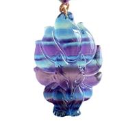Collier talisman, Pendentif Feng Shui, dégradé de couleur naturelle renard fluorite pendentif chaîne collier Feng Shui cristal quartz amour amulette charme arc-en-ciel chakra pierres précieuses réglab