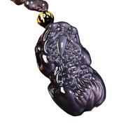 Collier talisman, Pendentif Feng Shui, Feng Shui Chanceux Trois Pièces Pixiu Richesse Obsidienne Dorée Naturelle Obsidienne Noire Collier en Cristal Protection Talisman Prospérité Argent Bonne Chance