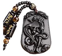 Collier talisman, Pendentif Feng Shui, Feng Shui Obsidian Zodiac Animal Pendentif Richesse Collier Chakra Cristal Amulette Chanceux Richesse Éloigner Les Mauvais Esprits Collier for Une Richesse D'arg