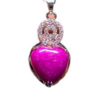 Collier talisman, Pendentif Feng Shui, Feng Shui Rose Fuchsia Jade Collier Pendentif for Femme Véritable Yoga Jadéite Shuji Pêche Coeur à Coeur S925 Argent
