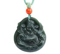 Collier talisman, Pendentif Feng Shui, Jade Hetian Naturel Dieu de la Richesse Pendentif Feng Shui Fortune Hommes Dames Collier Porte-Bonheur Talisman Prospérité Argent Bonne Chance Amitié Couple Cade
