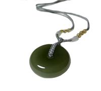 Collier talisman, Pendentif Feng Shui, Naturel Hetian Jade Harmony Boucle Pendentif Feng Shui Fortune Collier Fait Main Collier Chanceux Énergie Positive Reiki Chakra Méditation Hommes Femmes Collier