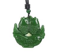 Collier talisman, Pendentif Feng Shui, pendentif de collier de jade vert Feng Shui for femmes véritable poisson de chance de jaspe de yoga