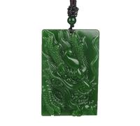 Collier talisman, Pendentif Feng Shui, pendentif de collier de jade vert Feng Shui for femmes véritable pendentif de tête de dragon de jaspe de yoga dragon du zodiaque