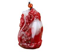 Collier talisman, Pendentif Feng Shui, pendentif Feng Shui en jade rouge et blanc for femme, véritable yoga, vase en fleur de prunier en jade doré, fleur et fortune