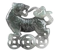 Collier talisman, Pendentif Feng Shui, pendentif tigre émeraude naturel, collier Nouvel An chinois, pendentif Feng Shui, chakra de richesse contre le mal, amulette réglable, cadeau porte-bonheur for h
