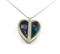 Collier Tanzanite + Apatite Bleu Neon Brut. Modèle Coeur.