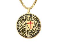 Collier Templier Bouclier de Foi Armure de Dieu Pendentif Vaillance Courage Protection Talisman Bijoux