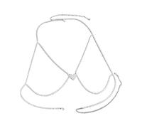 Collier tendance avec pampilles en forme de cœur - Accessoire de corps - Convient pour les soirées et une utilisation quotidienne - Bijoux d'amour en cristal, One Size, Comme décrit, Comme décrit.