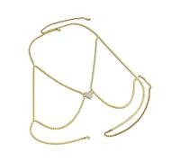 Collier tendance avec pampilles en forme de cœur - Accessoire de corps - Convient pour les soirées et une utilisation quotidienne - Bijoux d'amour en cristal, One Size, Comme décrit, Comme décrit.