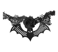 Collier tendance avec pendentif en forme de chauve-souris et fleur - Chaîne tempérament simple froid réglable en dentelle - Collier avec pendentif chauve-souris et fleur - Pour femme