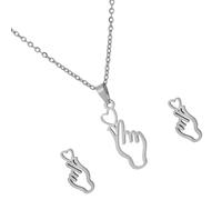 Collier tendance avec pendentif en forme de cœur en acier inoxydable et boucles d'oreilles à tige pour femme individualiste, TAILLE UNIQUE, Comme décrit, Produit conforme à la description.