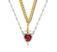 Collier tendance en forme de dague en forme de cœur luxueux avec strass pour célébrations Chaîne élégante, taille unique, Comme décrit, Comme décrit.