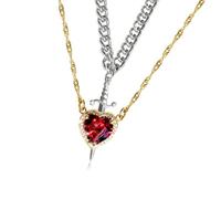 Collier tendance en forme de dague en forme de cœur luxueux avec strass pour célébrations Chaîne élégante, taille unique, Comme décrit, Comme décrit.