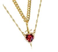 Collier tendance en forme de dague en forme de cœur luxueux avec strass pour célébrations Chaîne élégante, taille unique, Comme décrit, Comme décrit.
