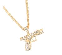 Collier tendance en forme de fusils d'assaut avec pierres de zircone cubique de qualité supérieure pour des styles uniques hipsters streetwear diamants accessoire tendance, taille unique, Comme décrit