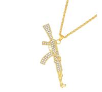 Collier tendance en forme de fusils d'assaut avec pierres de zircone cubique de qualité supérieure pour des styles uniques hipsters streetwear diamants accessoire tendance, taille unique, Comme décrit