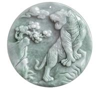 Collier tendance pour homme en jadéite naturelle sculptée avec pendentif en forme de tigre du zodiaque et amulette porte-bonheur en jade de luxe