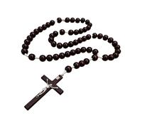 Collier tendance réglable en bois avec perles de prière - Accessoire pour fêtes - Collier de rencontre en bois