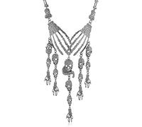 Collier Tête de Mort, Collier Rock, Colliers Halloween, Collier Pendentif Tête de Mort Classique, Collier Cthulhu, Collier Tête de Mort, Punk Collier Tête de Mort,Bras Squelette Collier,Métal Vintage
