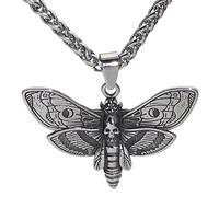 Collier Tête De Mort Gothique Tête De Mort pour Hommes Femmes - Pendentif Squelette Papillon en Acier Inoxydable Punk, Halloween Bijoux Animaux Goth Cadeaux De Noël