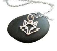 Collier tête de renard en argent sterling 925, pendentif symbole animal spirituel, force simple, adaptabilité, esprit vif, charme, cadeau, bijoux | avec chaîne de 45 cm | plaqué argent | L_PN_0630
