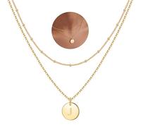 Collier TINGN en lettres pour femmes et filles - Chaîne plaquée or 14 carats - Chaîne gravée des deux côtés - Collier en lettres pour femmes et filles - Colliers superposés - Bijoux pour femmes
