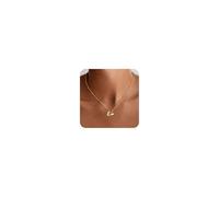 Collier TINGN en Or pour Femmes - Collier en Or 14K Plaqué Or avec Pendentif en Forme de Cœur et Lettres - Bijou pour Femmes - Cadeau pour Anniversaire, Fête des Mères - Cadeaux Personnalisés pour